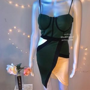 <Love Culture> bodycon bustier colorblock midi
